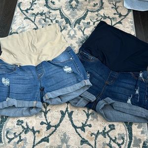 (2) Full Panel Maternity Jean Shorts